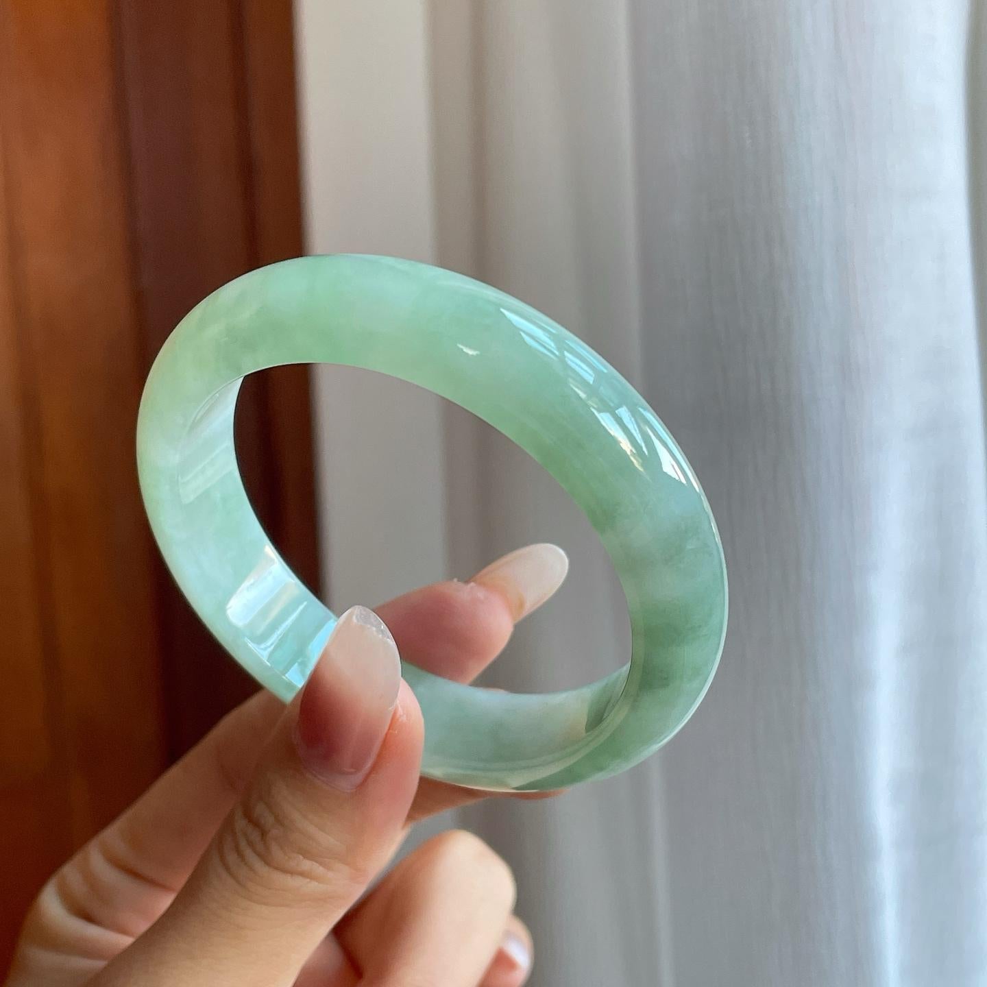 糯冰晴底翡翠平安镯（55.5mm）（yc274435）