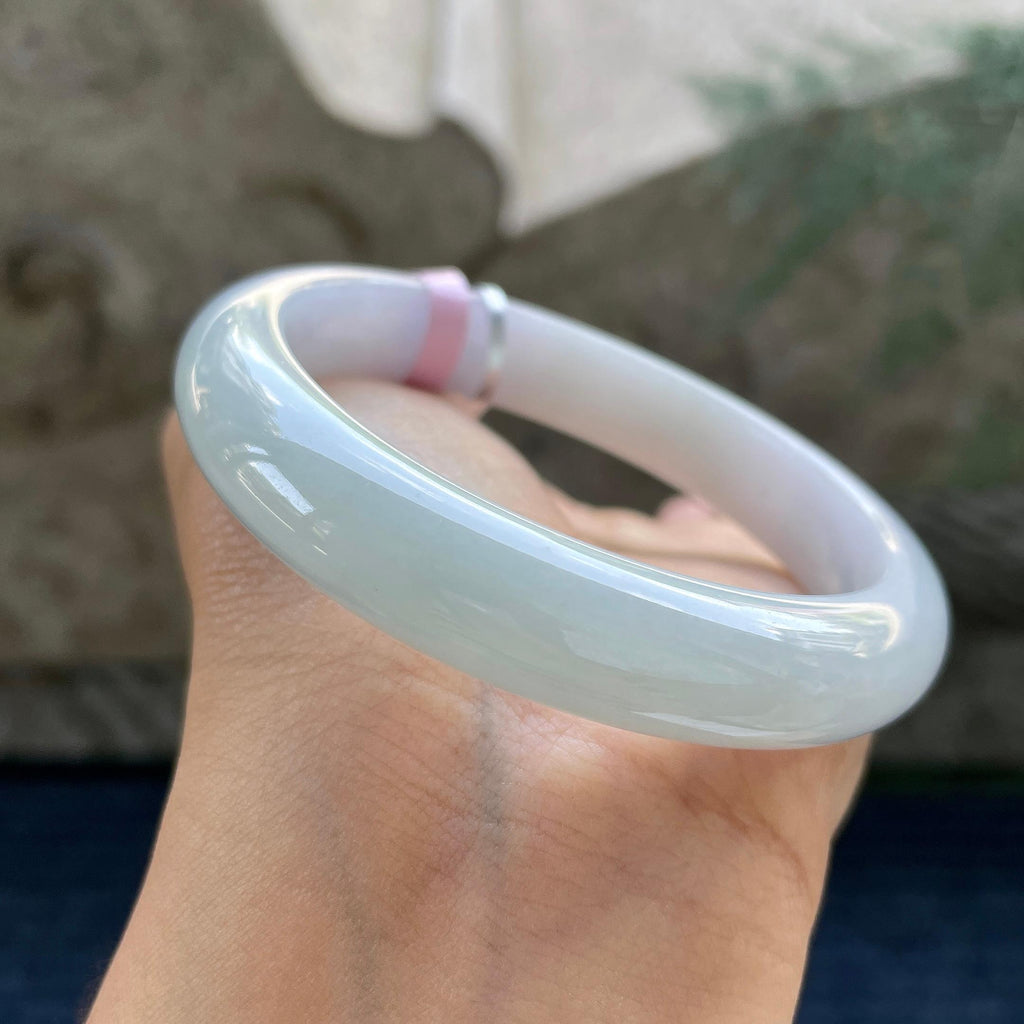 细糯种带底色正圈平安镯55.2圈        天然缅甸A货翡翠（yc426006）