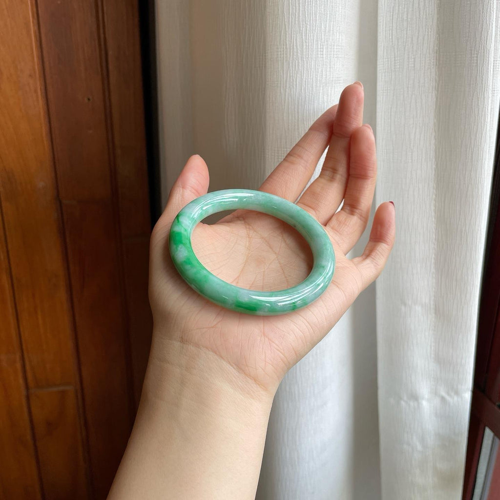 糯冰带底色翡翠美人条手镯（54.6mm）（yc295808）