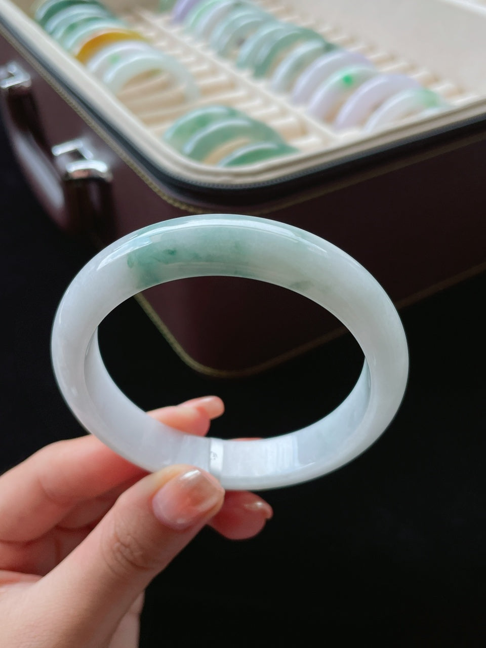 细糯飘花翡翠手镯（59.5mm）（yc016638）