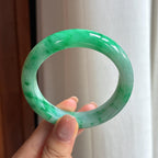 糯冰飘花翡翠平安镯（53mm)（yc424287）