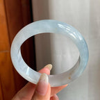 糯冰种带底色洒金翡翠平安镯（55.4mm）（yc216832）