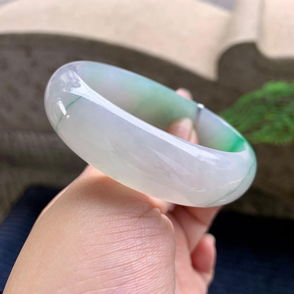 糯冰种飘绿宽版轮胎手镯（59mm）（yc252994）