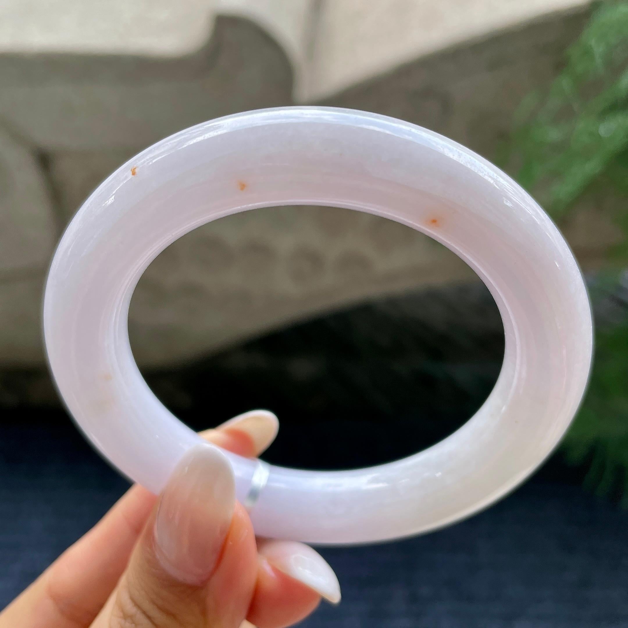 细糯种带底色圆条手镯55.3圈     天然缅甸A货翡翠（yc416463）