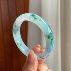 冰种飘花翡翠平安镯（53.8mm)（yc363436）