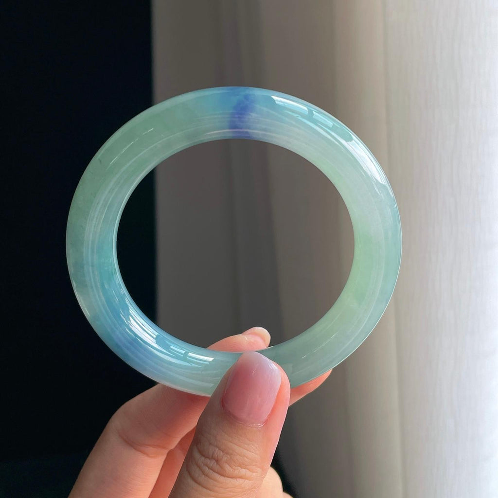 冰种特色紫罗兰翡翠圆条手镯（56.5mm）（yc391384）