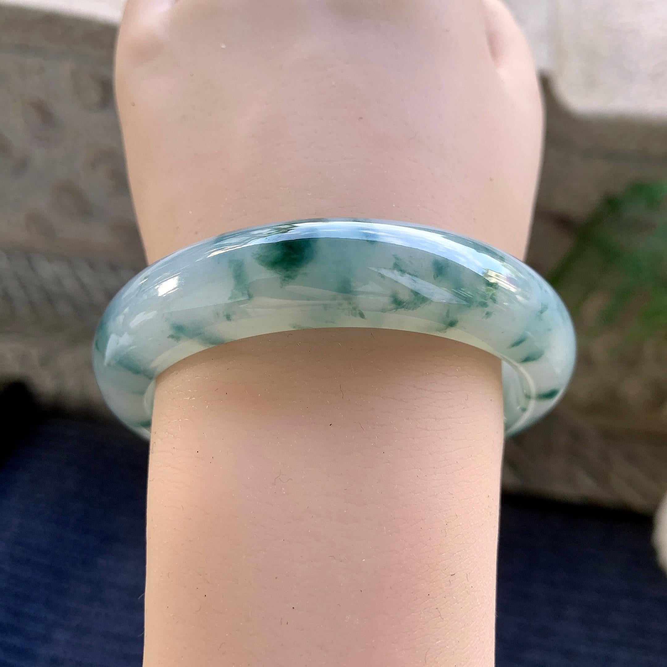 糯冰种飘花平安镯（58.4mm）（yc264531）