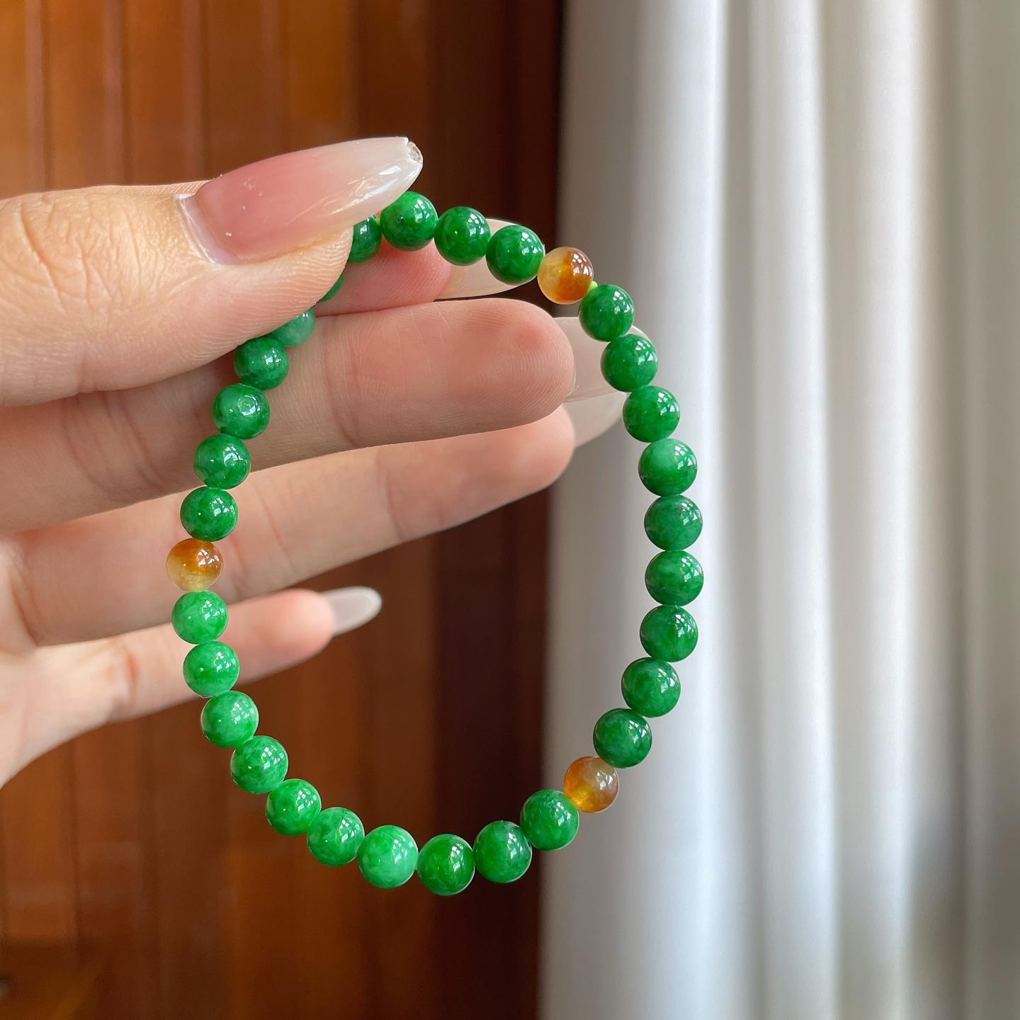 糯种满绿翡翠珠串手串（yc264150）