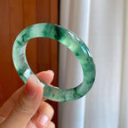 冰玻种飘花翡翠平安镯（56mm）（yc318593）