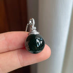 18k金扣冰种墨翠珠子吊坠（yc255808）