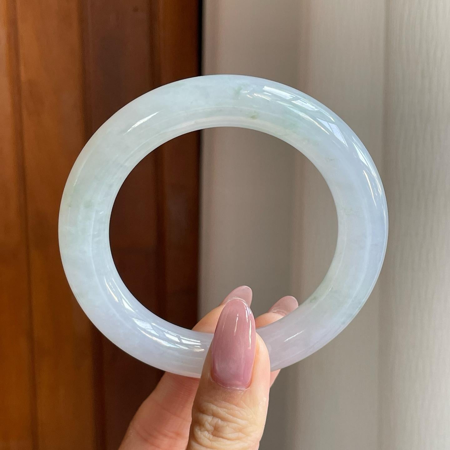 糯冰飘花翡翠圆条手镯（57mm）（yc284956）