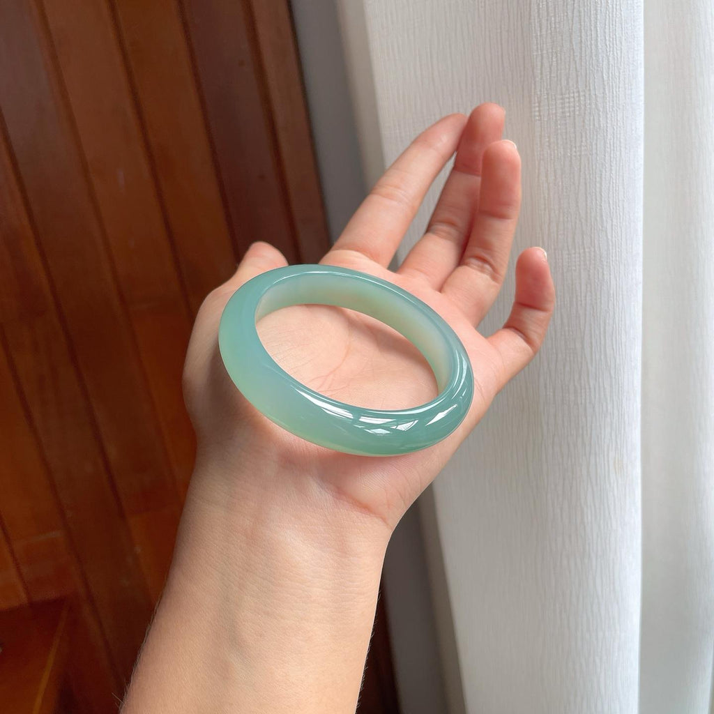 冰种蓝晴底翡翠平安镯（54.2mm）（yc257278）