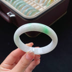 糯冰白底青翡翠手镯（57mm）（yc017177）