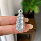 18k金钻镶高冰种无色福豆吊坠（yc255619）