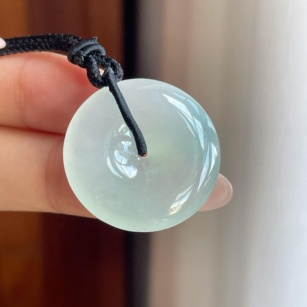 糯冰淡底色翡翠平安扣（yc241873）