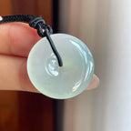 糯冰淡底色翡翠平安扣（yc241873）