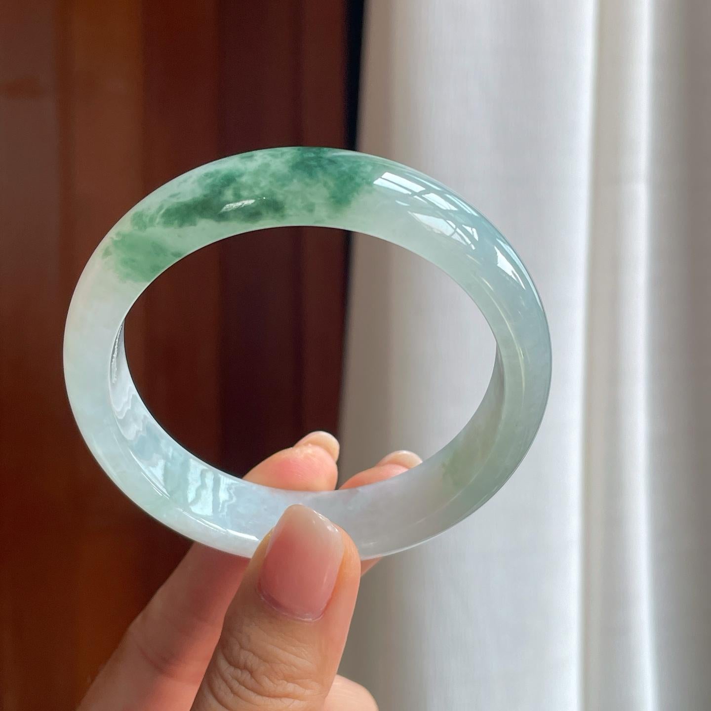 糯冰飘花翡翠平安镯（58.5mm）（yc457469）