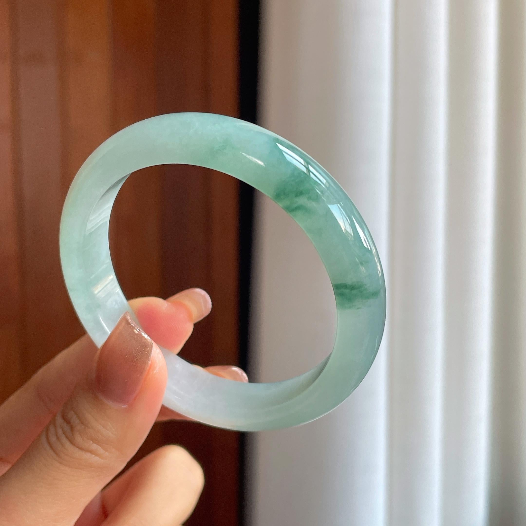 糯冰飘花翡翠平安镯（56.5mm）（yc366944）