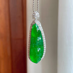 18k金镶冰种满绿翡翠豆子（yc261412）