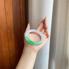 冰种飘花翡翠圆条手镯（56mm）（yc282581）