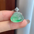 18k金镶冰种带色翡翠佛公（yc241861）