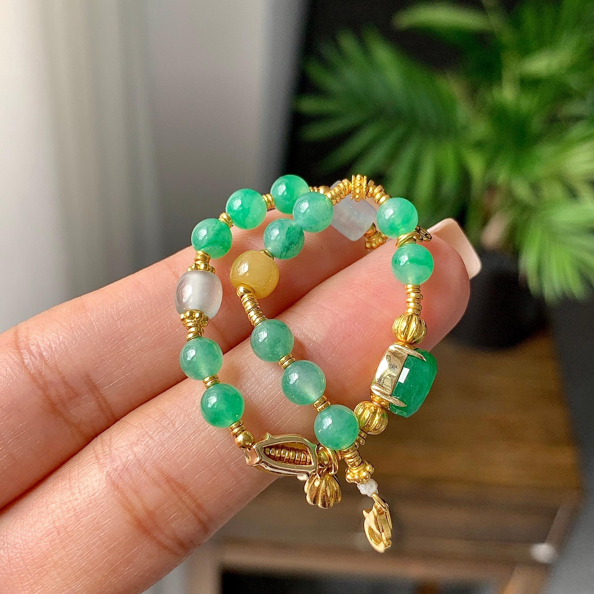 18k金糯冰种多彩手链（yc231061）