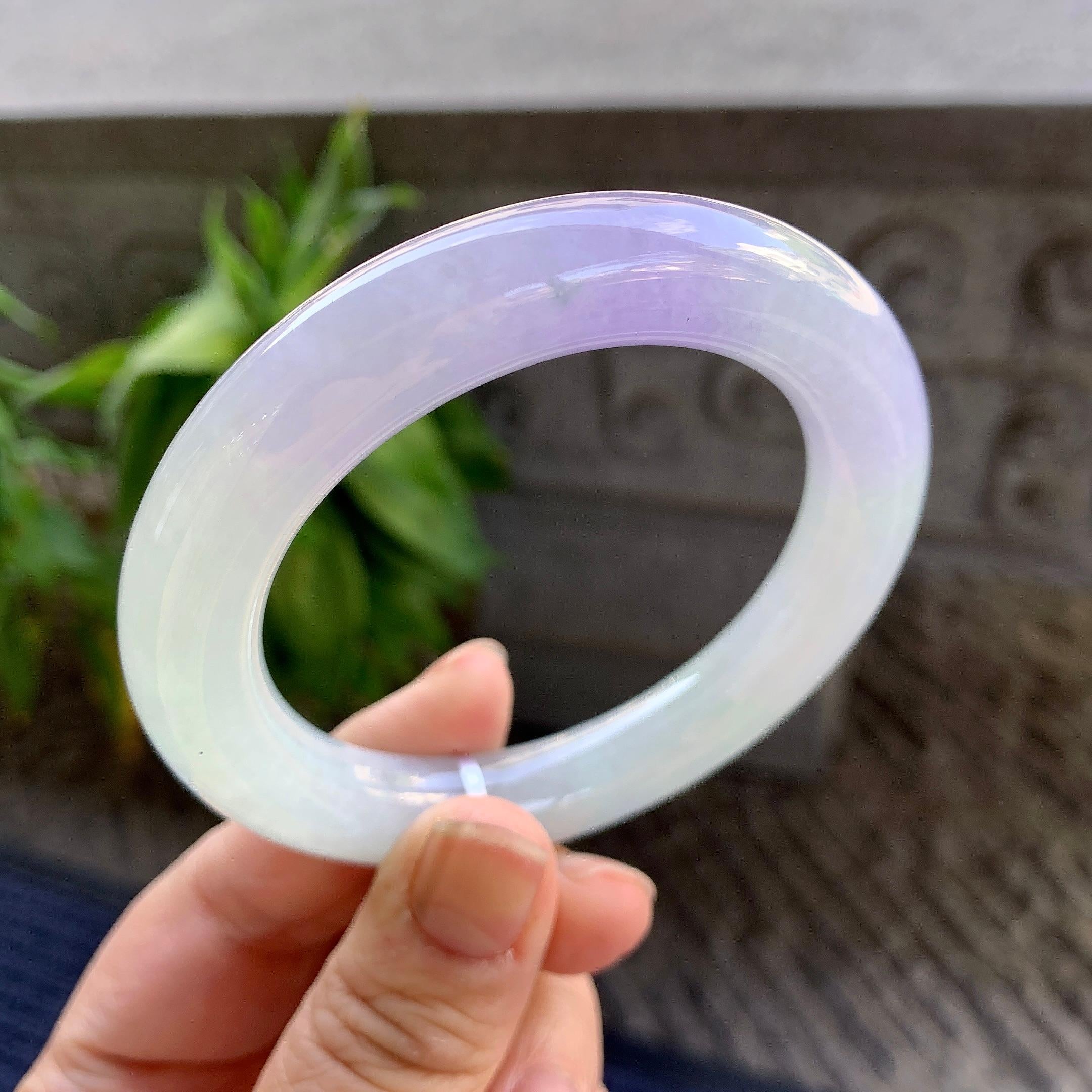 细糯种紫罗兰圆条手镯55.2圈口 天然缅甸A货翡翠（yc334199）