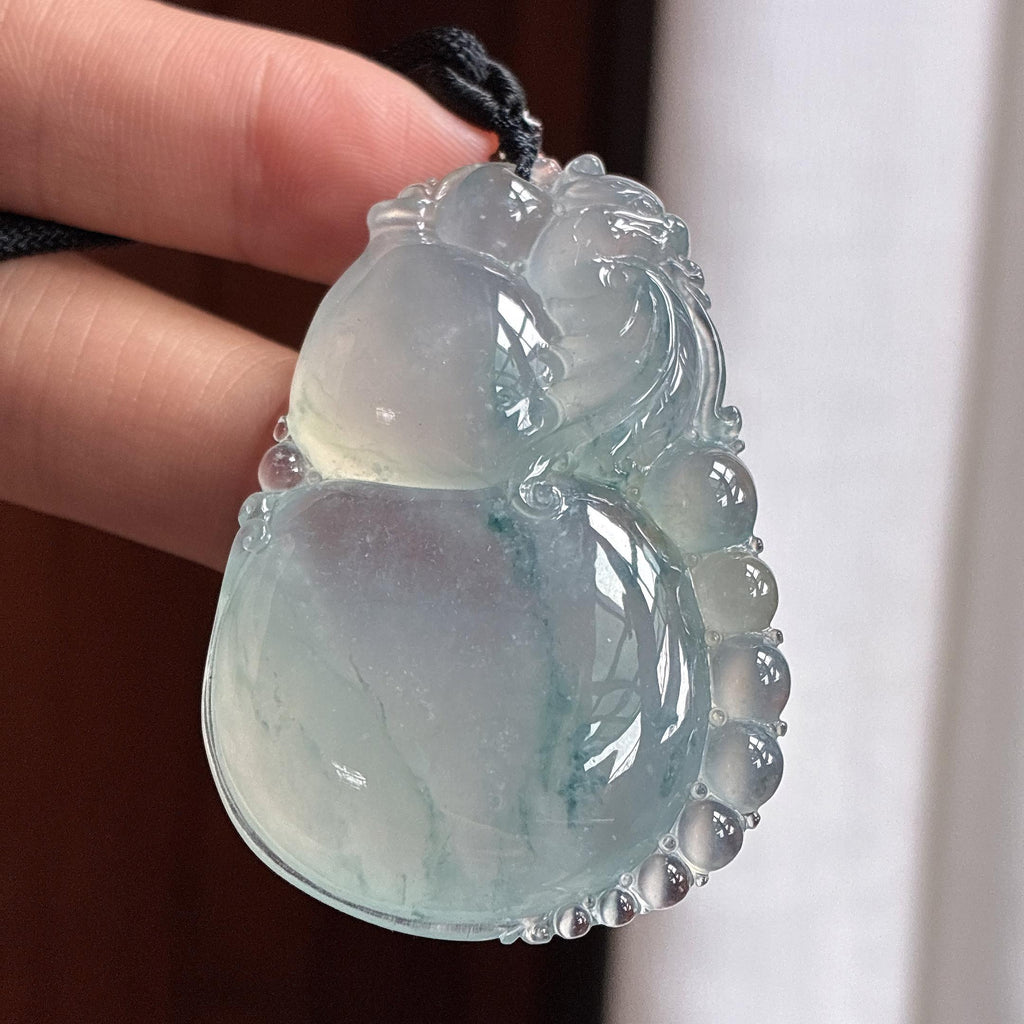 冰种飘花葫芦挂件 天然缅甸A货翡翠（yc465167）