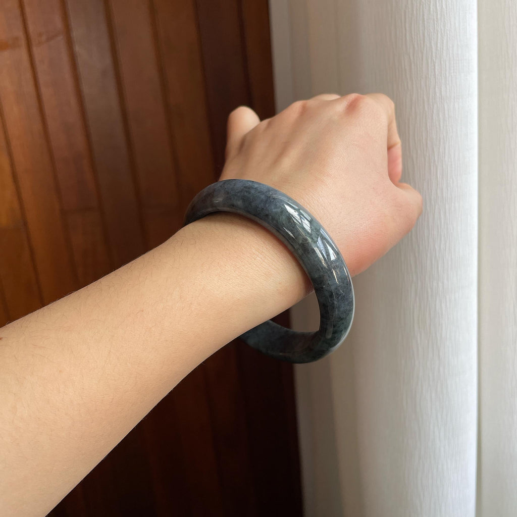 糯冰乌鸡翡翠平安镯（63mm）（yc318681）