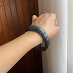 糯冰乌鸡翡翠平安镯（63mm）（yc318681）