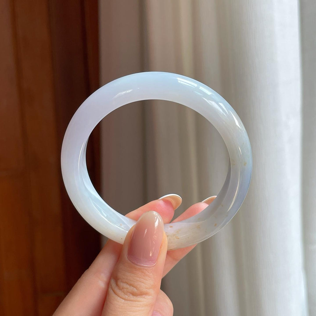 糯冰洒金特色翡翠平安镯（53.6mm)（yc389530）