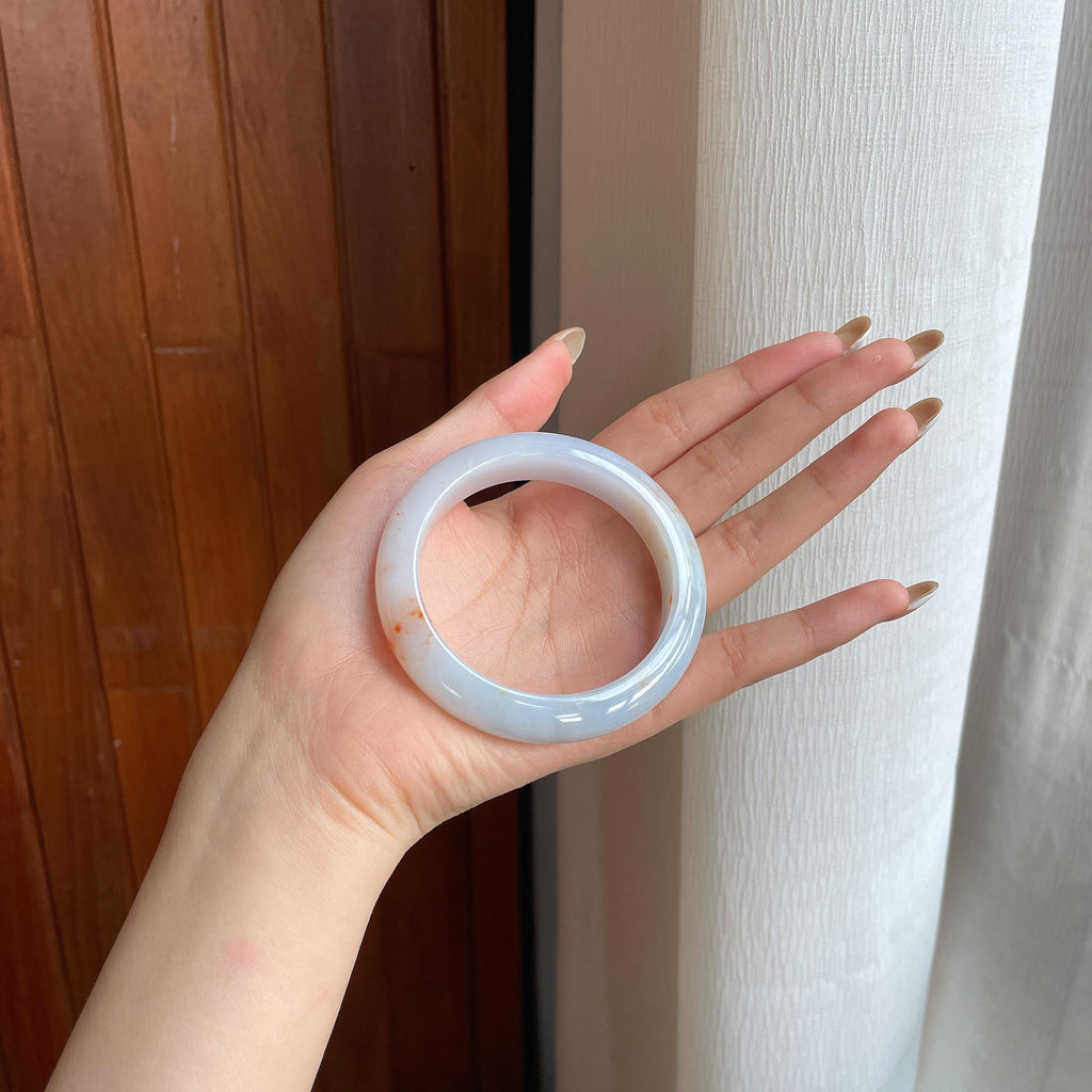 糯冰黄翡特色翡翠平安镯（54.4mm)（yc412140）