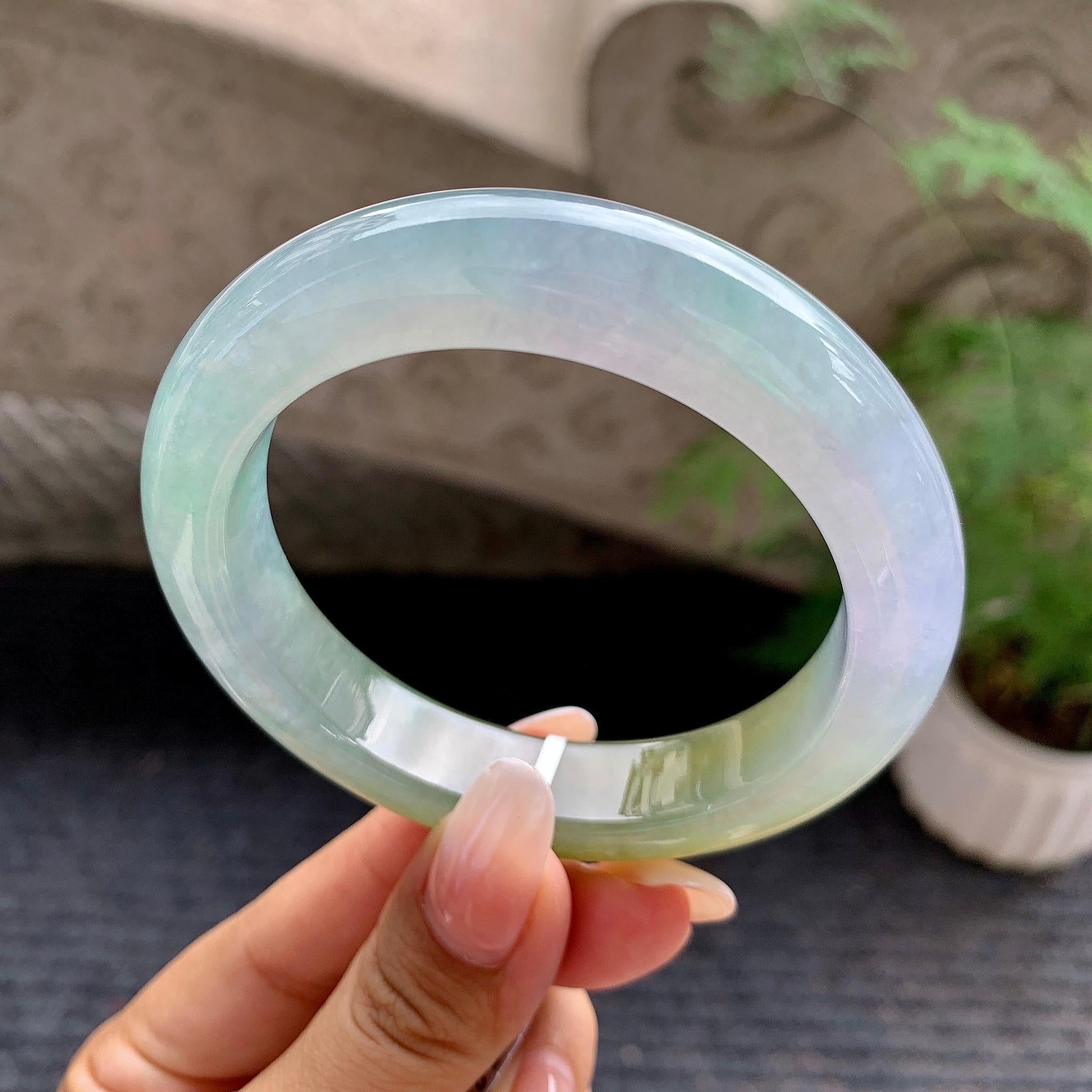 糯冰种多彩平安镯（58.4mm）（yc195943）