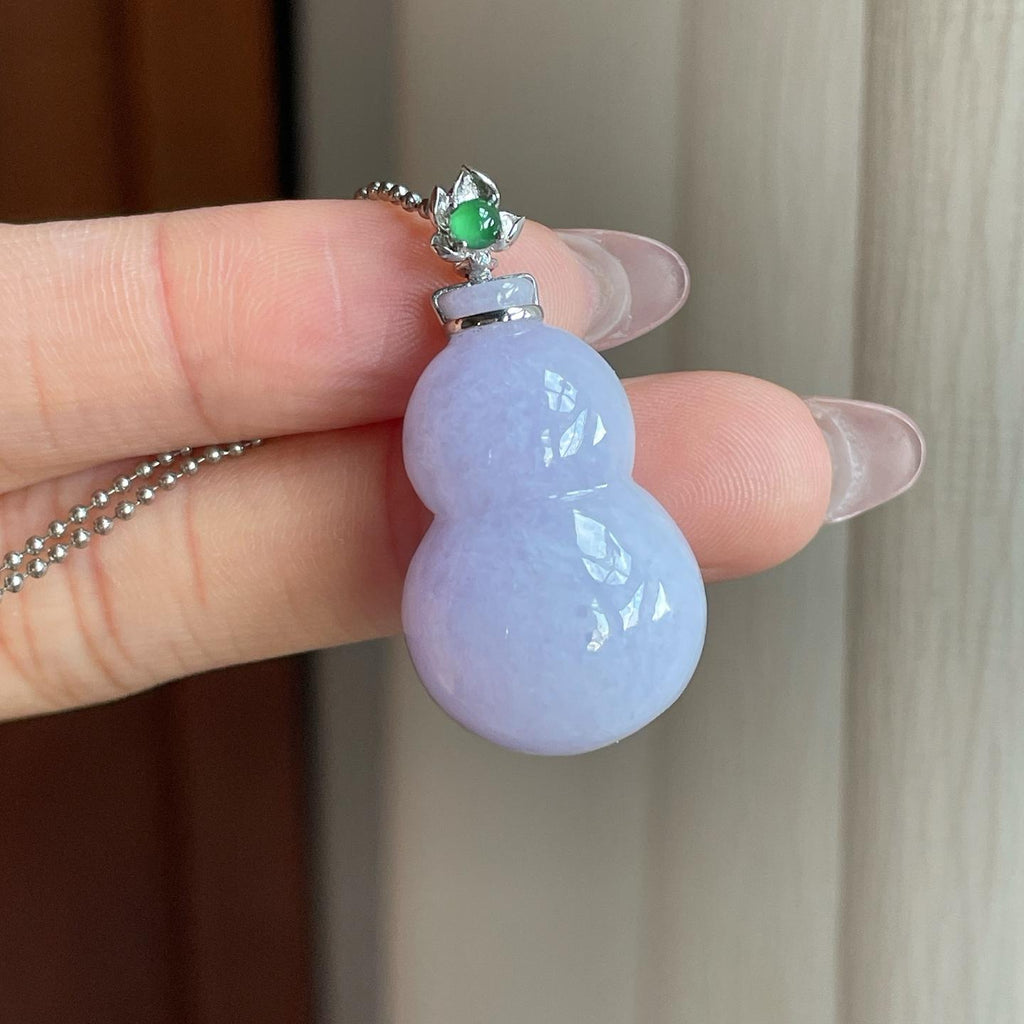 18k金细糯冰紫罗兰翡翠葫芦（yc291655）