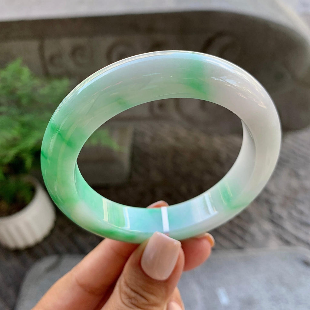 细糯种翠绿平安镯（57.3mm）（yc213155）