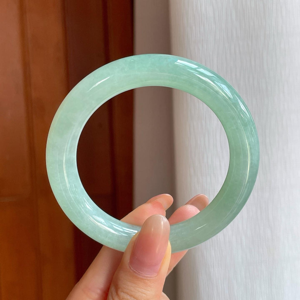 冰种晴水翡翠圆条手镯（54.3mm)（yc370374）