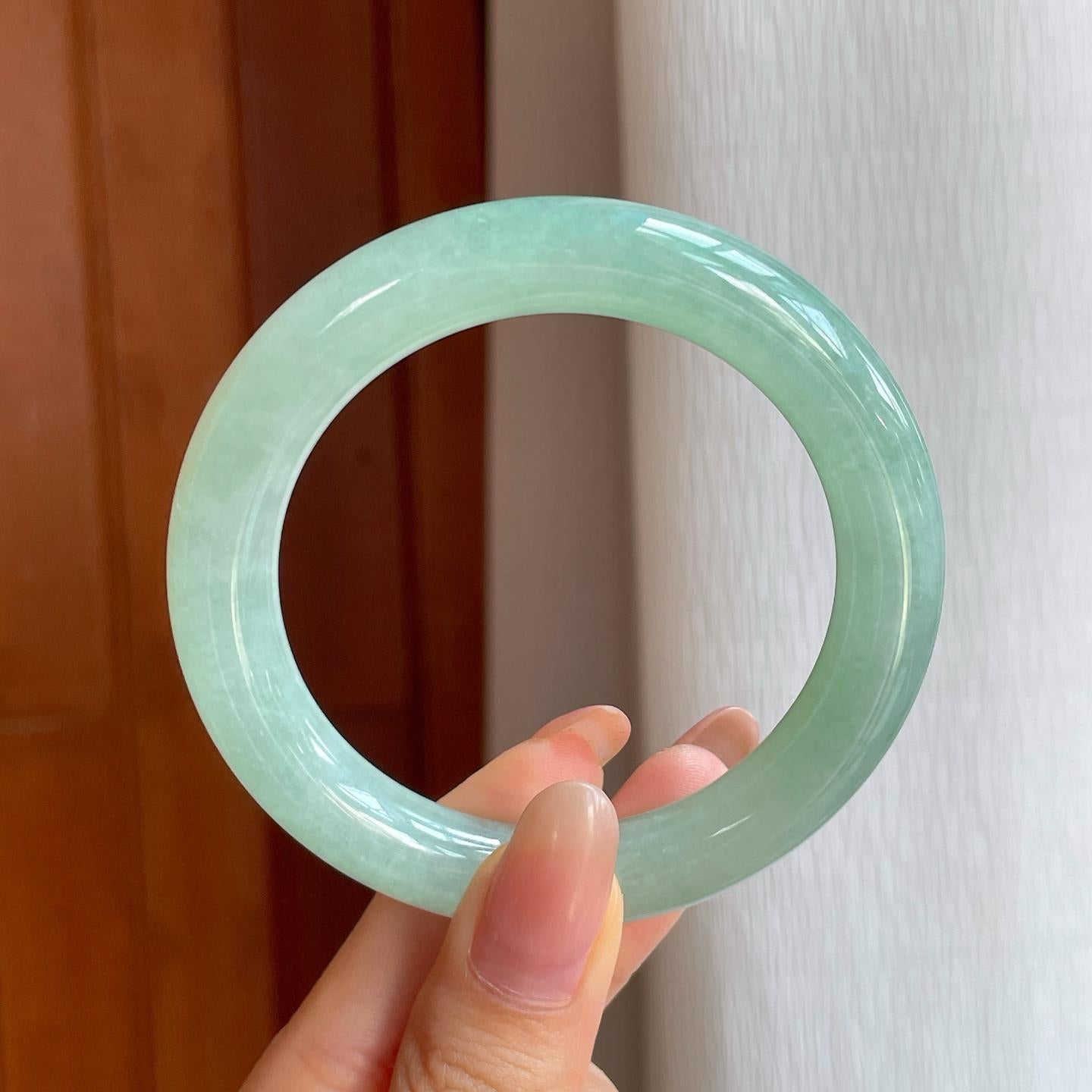 冰种晴水翡翠圆条手镯（54.3mm)（yc370374）