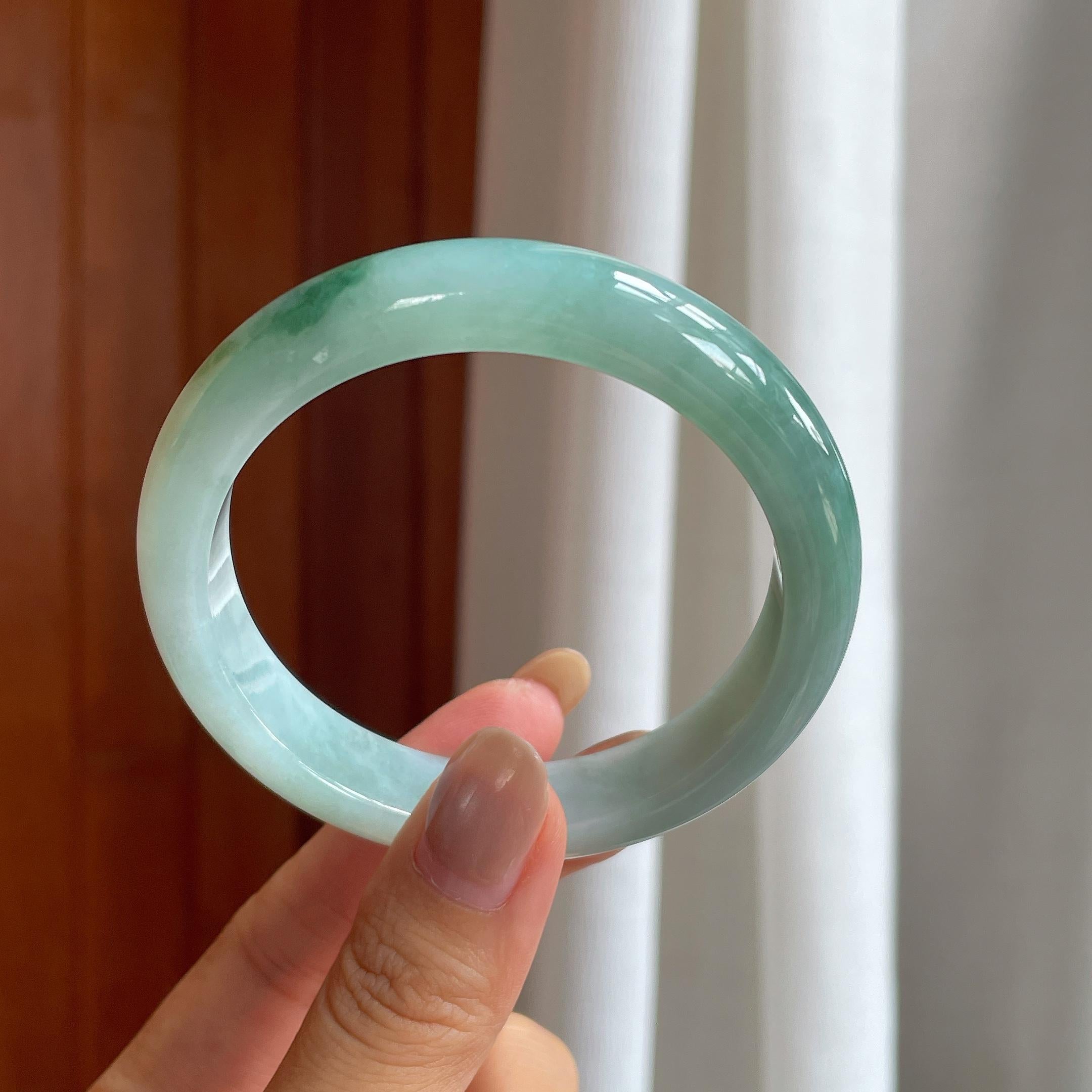 糯冰飘花翡翠平安镯(57.6mm)（yc424552）