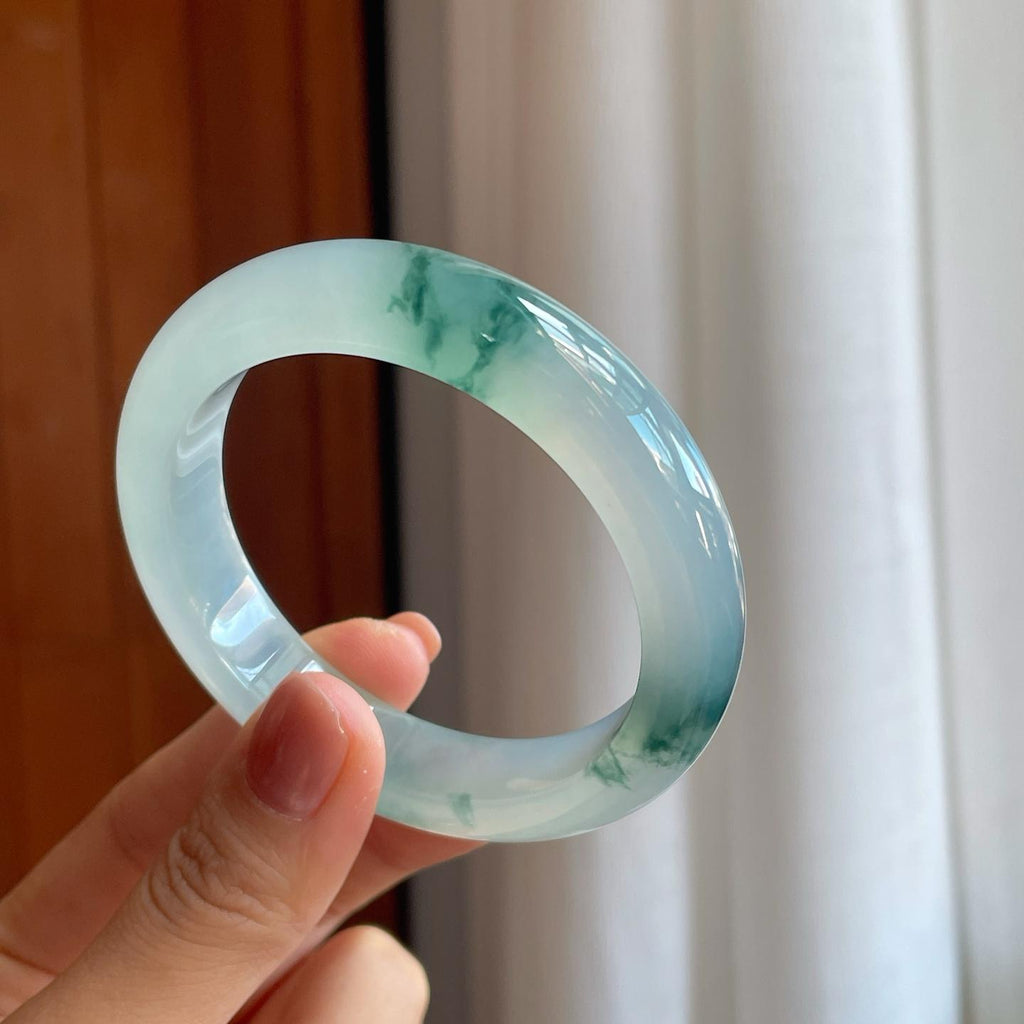 冰种飘花翡翠平安镯（54.6mm）（yc278700）