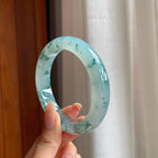 冰种飘花翡翠平安镯（59mm)（yc414520）