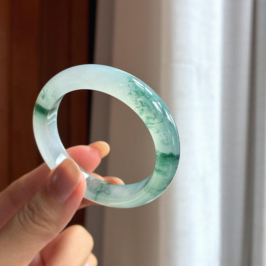 冰种贵妃飘花翡翠手镯（53mm）（yc418436）