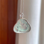 18k金钻镶冰玻种雪花棉翡翠佛公（yc269040）