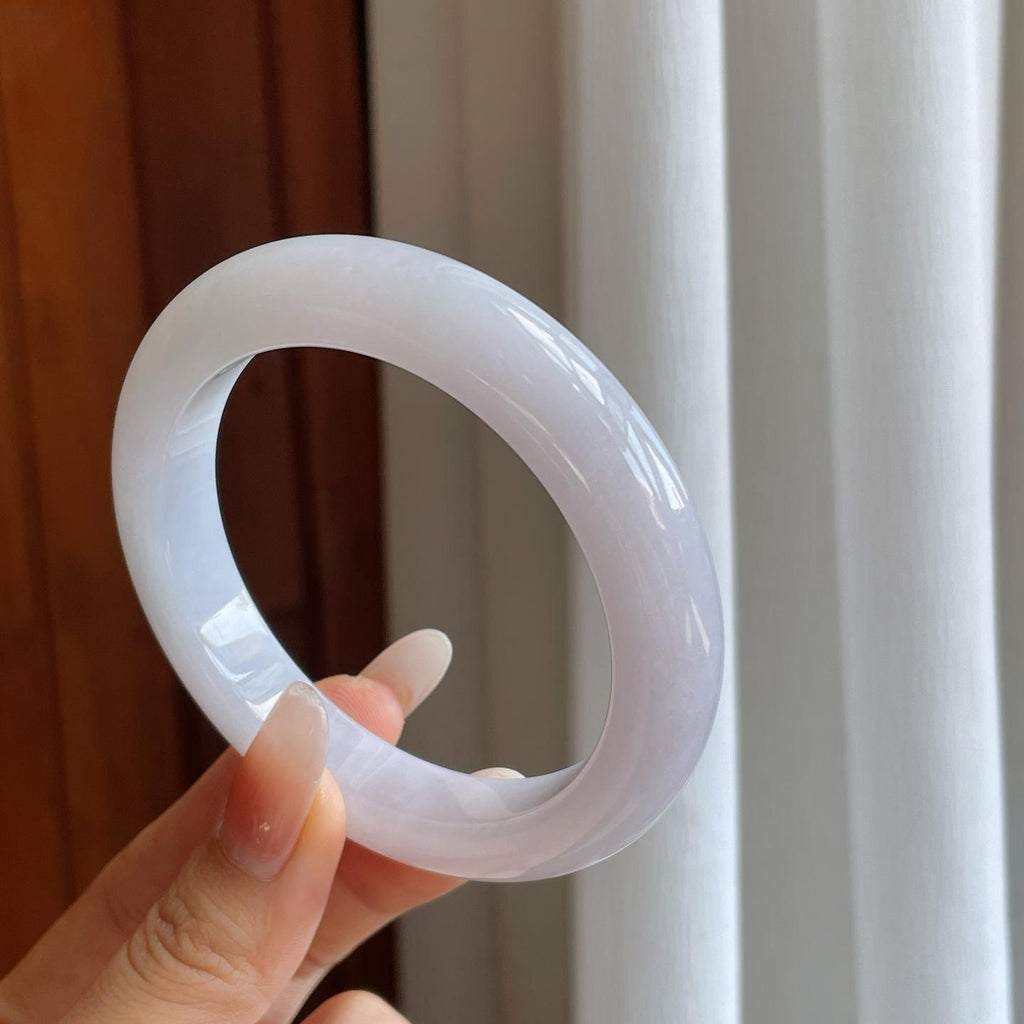 细糯冰淡春底翡翠平安镯（60mm）（yc274570）