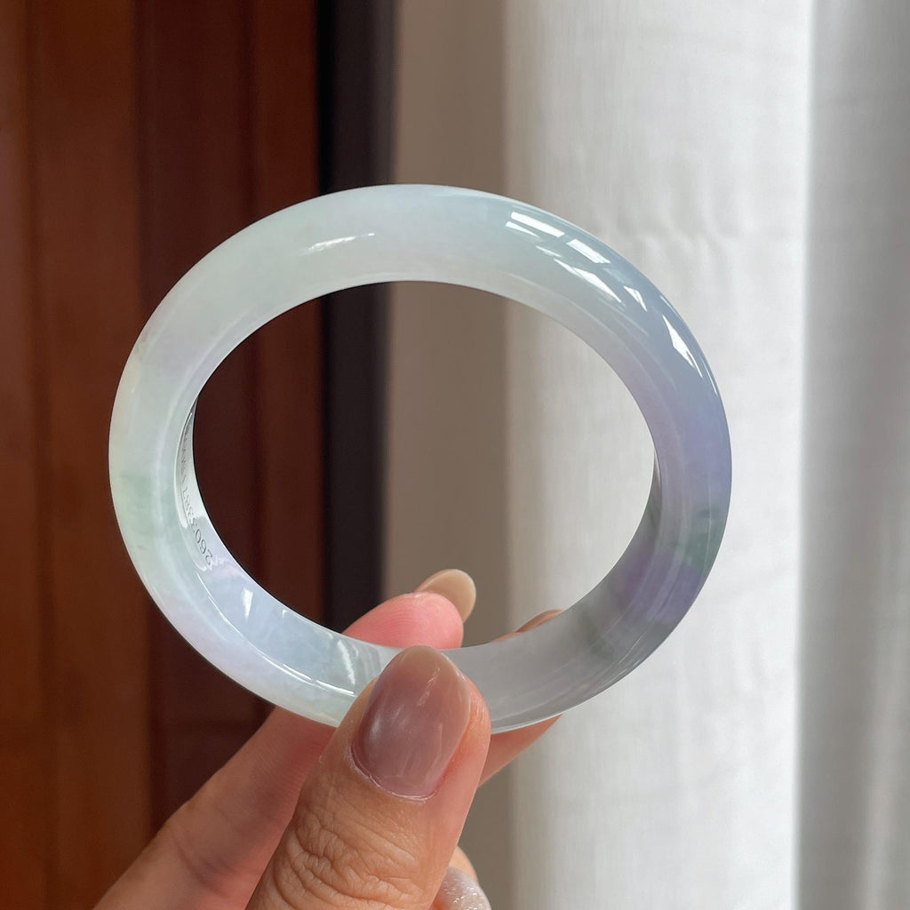 冰种淡春彩翡翠平安镯（55.2mm）（yc423074）