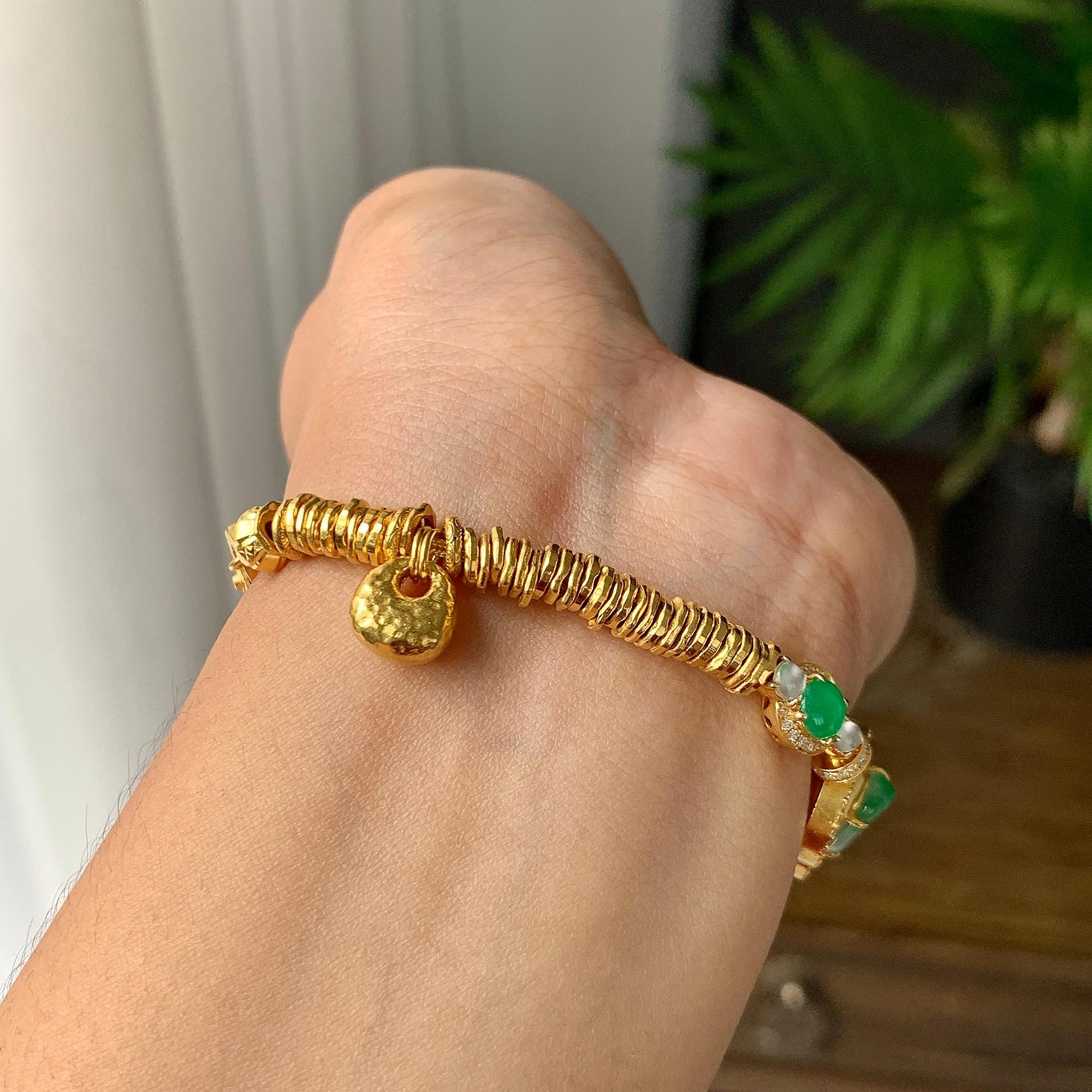 18K金钻+黄金镶糯冰种多彩盘缠手链（yc224990）