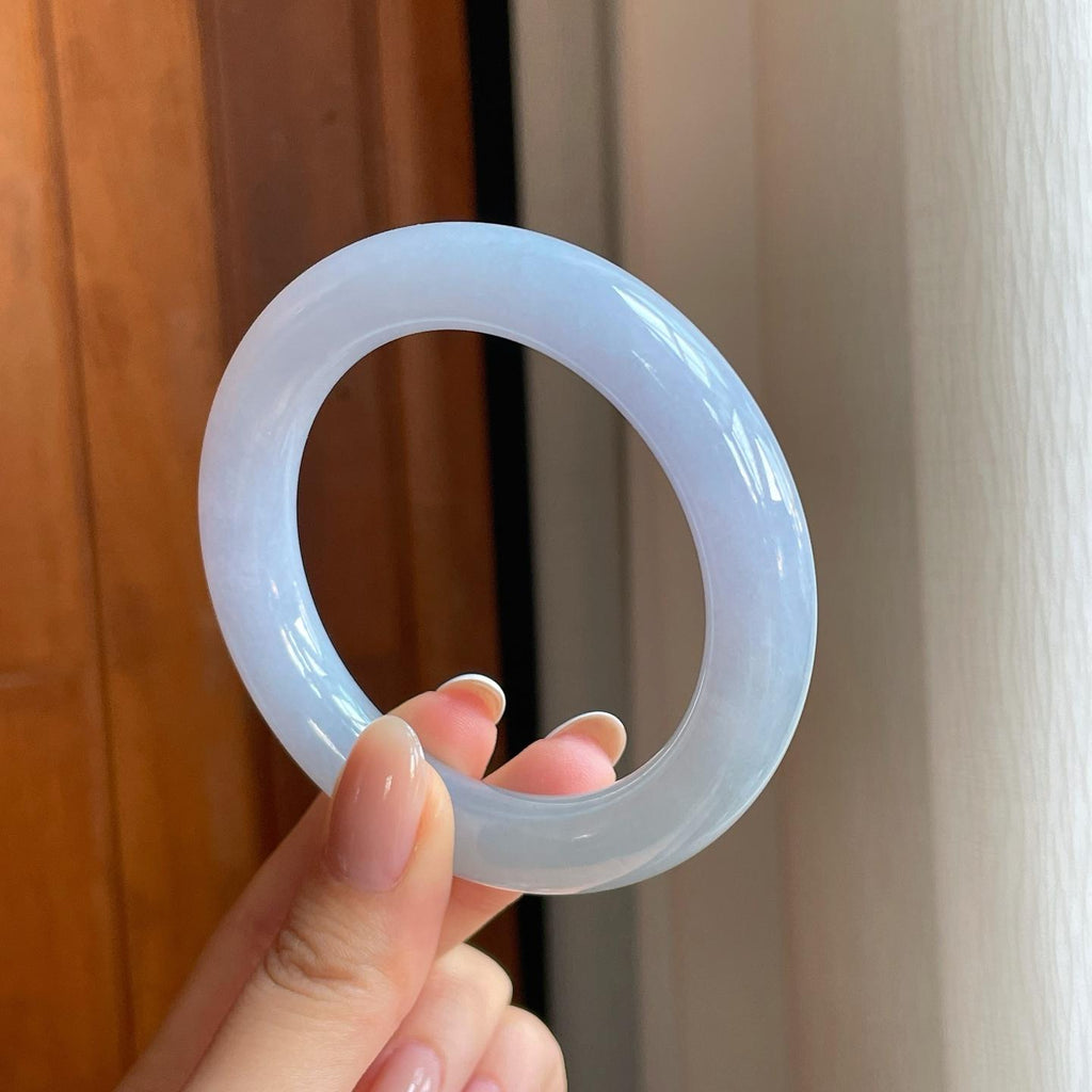 糯冰紫罗兰翡翠圆条手镯（54mm)（yc366098）