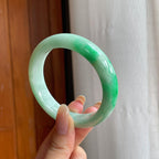 糯冰带色翡翠平安镯（55.6mm)（yc415425）
