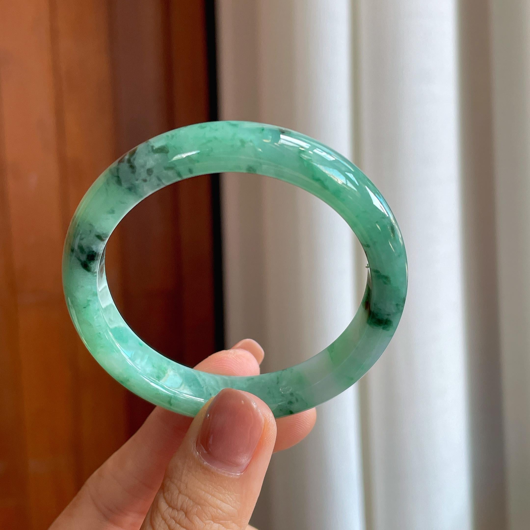 糯种翡翠特色平安镯（52mm）（yc284566）