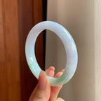 糯冰带色翡翠平安镯（58.6mm)（yc345533）