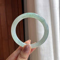 糯冰飘花圆条手镯 53圈 天然缅甸A货翡翠（yc495760）